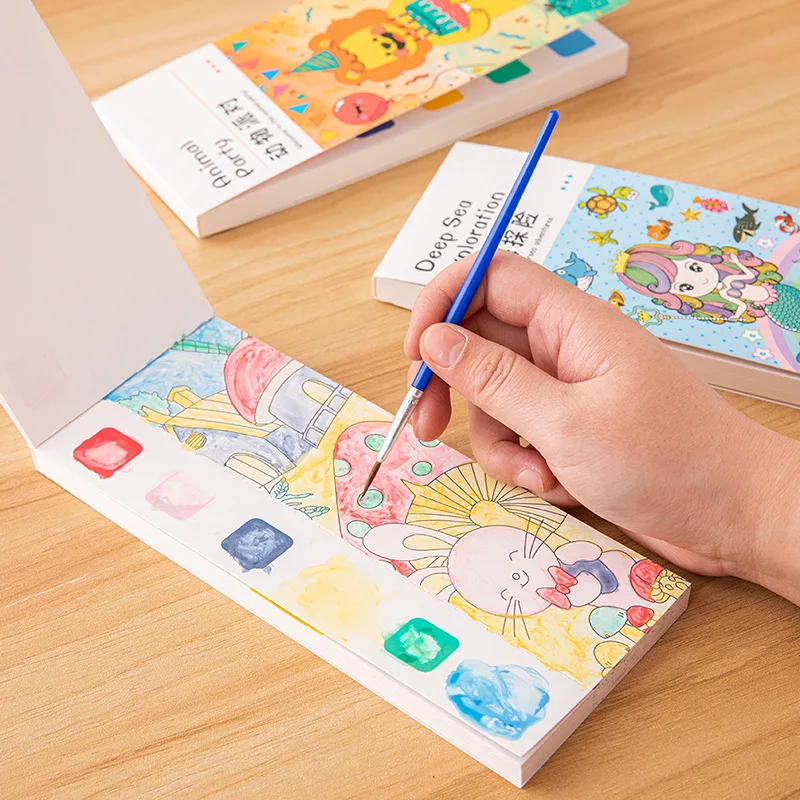 Kids Education Laptop - Livre de peinture à l'aquarelle Portable,