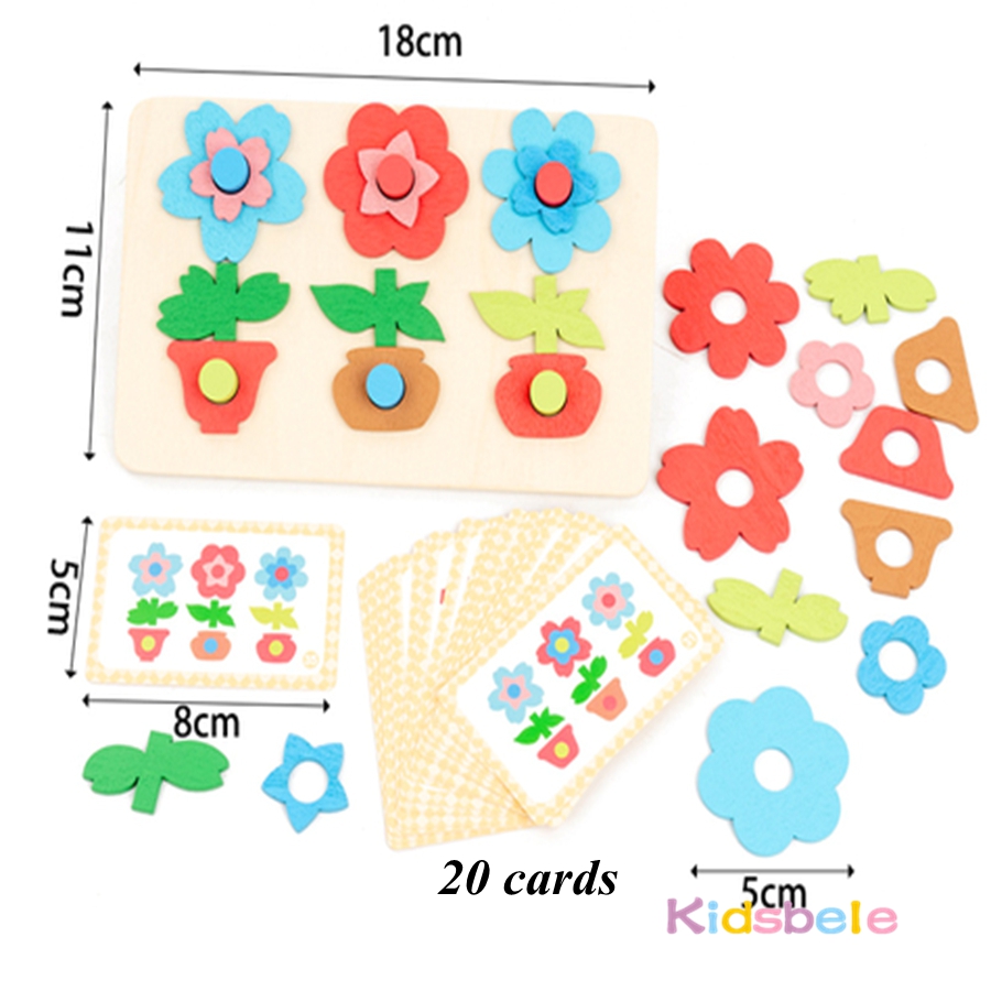 Puzzle de fleurs en bois Monte - Kids Education Card avis et prix